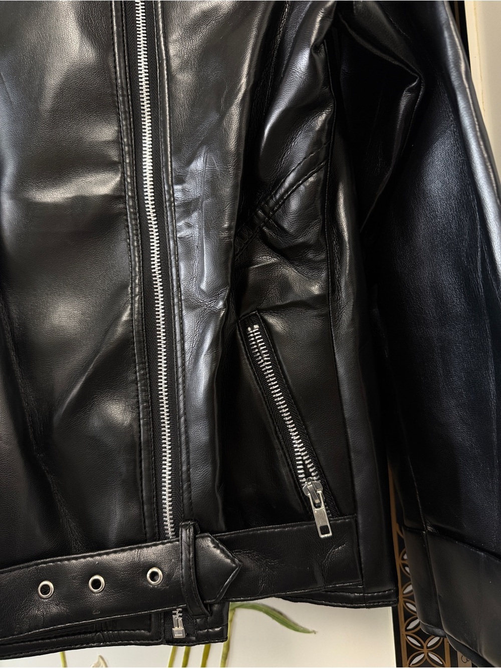 VINTAGE GREASE COSTUME T- BIRD FAUX LEATHER MOTORCYCLE jacket- custom rhinestone - Picture 4 of 10